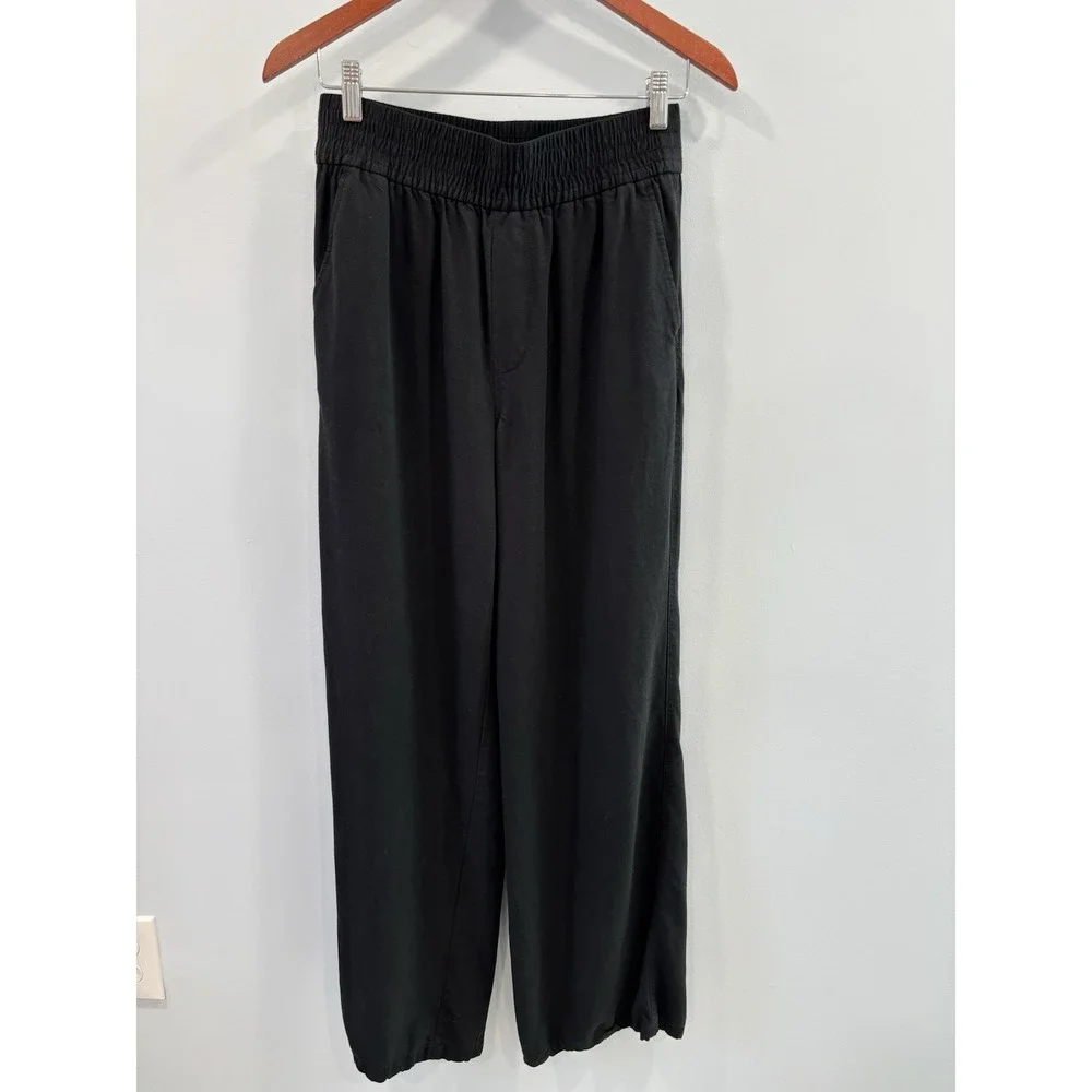 Madewell Black Wide Leg Pull On Pants Size Small Tall Viscose Lyocell Trousers - Picture 4 of 11